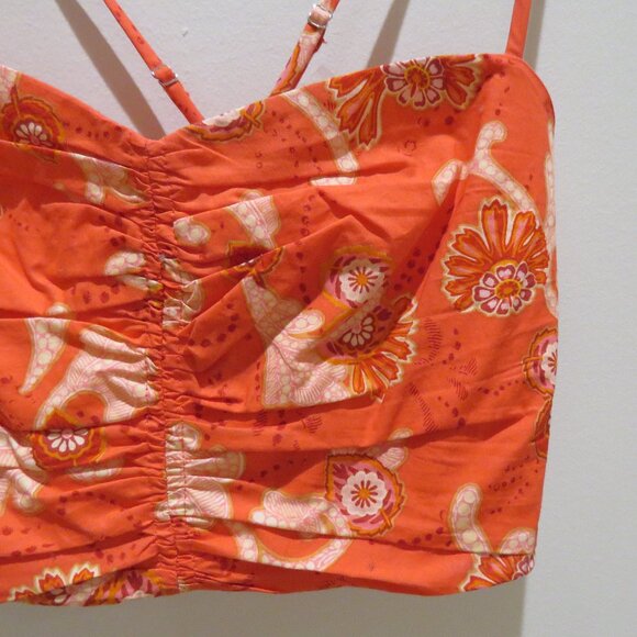 A.L.C. Arit Ruched Cropped Top Calla Multi Floral Paisley Red Boho Feminine NWT - Picture 4 of 14
